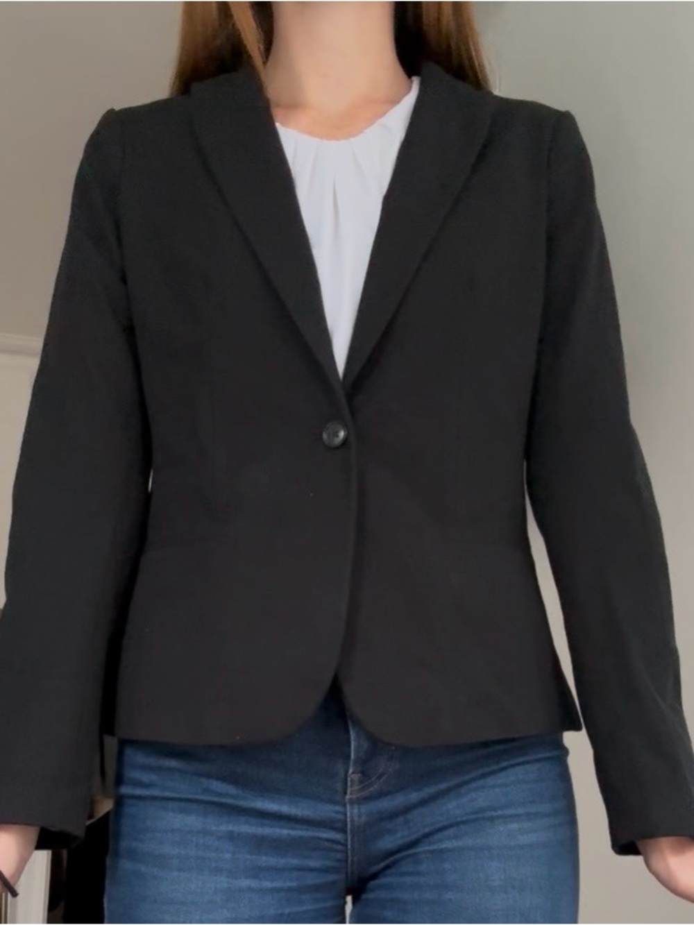 Banana Republic Black Single-Button Tailored Blazer
